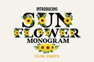 Sunflower Monogram Color Fonts, a Serif Font by Fox7 By Rattana