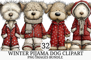 Winter Pijama Dog Clipart, an Illustration by Craft Nest