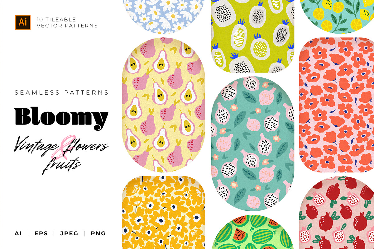 Retro Vintage Seamless Vector Patterns