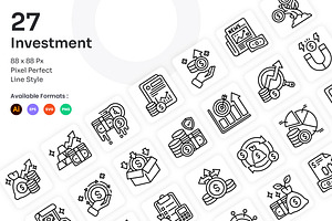 Investment Icons Set - Line, an Outline Icon by Kmg Design