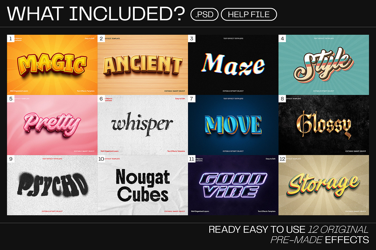 12 Text Effect Templates, a Layer Style Add-On by iDoodle Studio (Photo 2 of 6)