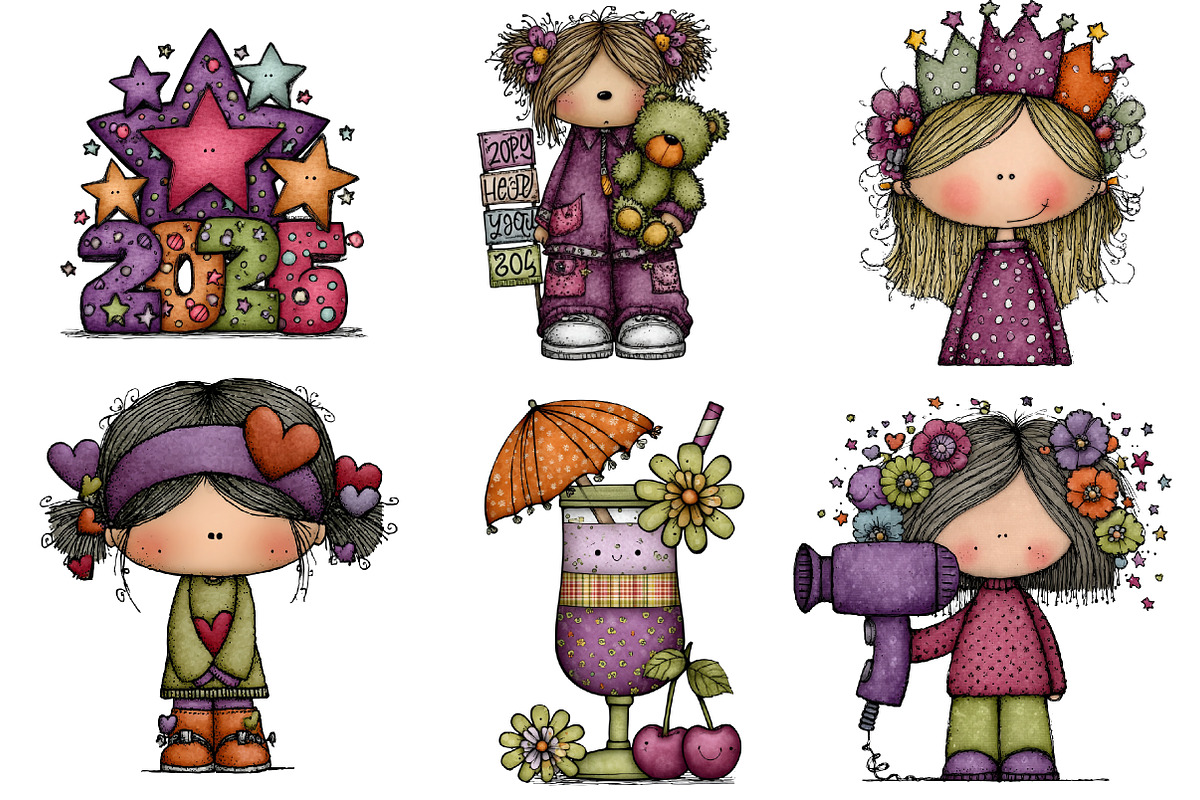 Girly Happy New Year CLIPART, an Illustration by CreationArt (Photo 3 of 7)
