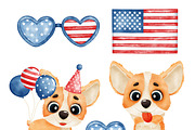 SALE! Watercolor Corgi. 4th of July, a Decorative Illustration by Natalya_Mona_Art (Thumbnail 5 of 8)