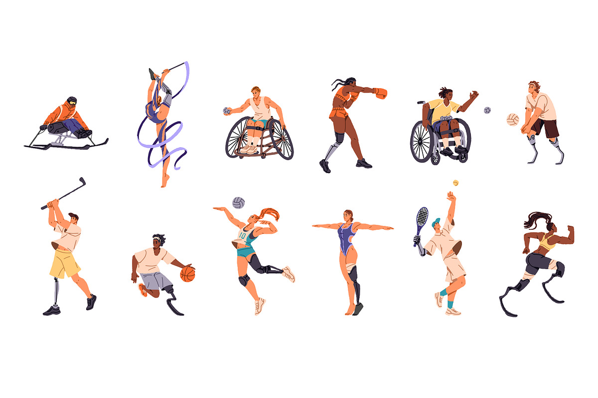 Paralympic athletes do sports set, a Sport Illustration by PaperTrident (Photo 1 of 7)