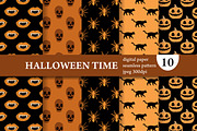 10 Halloween Seamless Patterns Set, a Pattern Graphic by Sunset&Sea Design (Thumbnail 1 of 2)