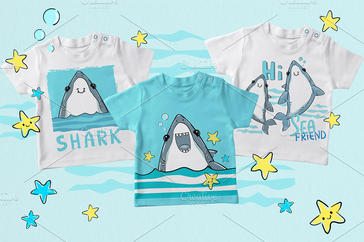 Cute Shark design print, an Illustration by Sweet_print (Photo 3 of 4)