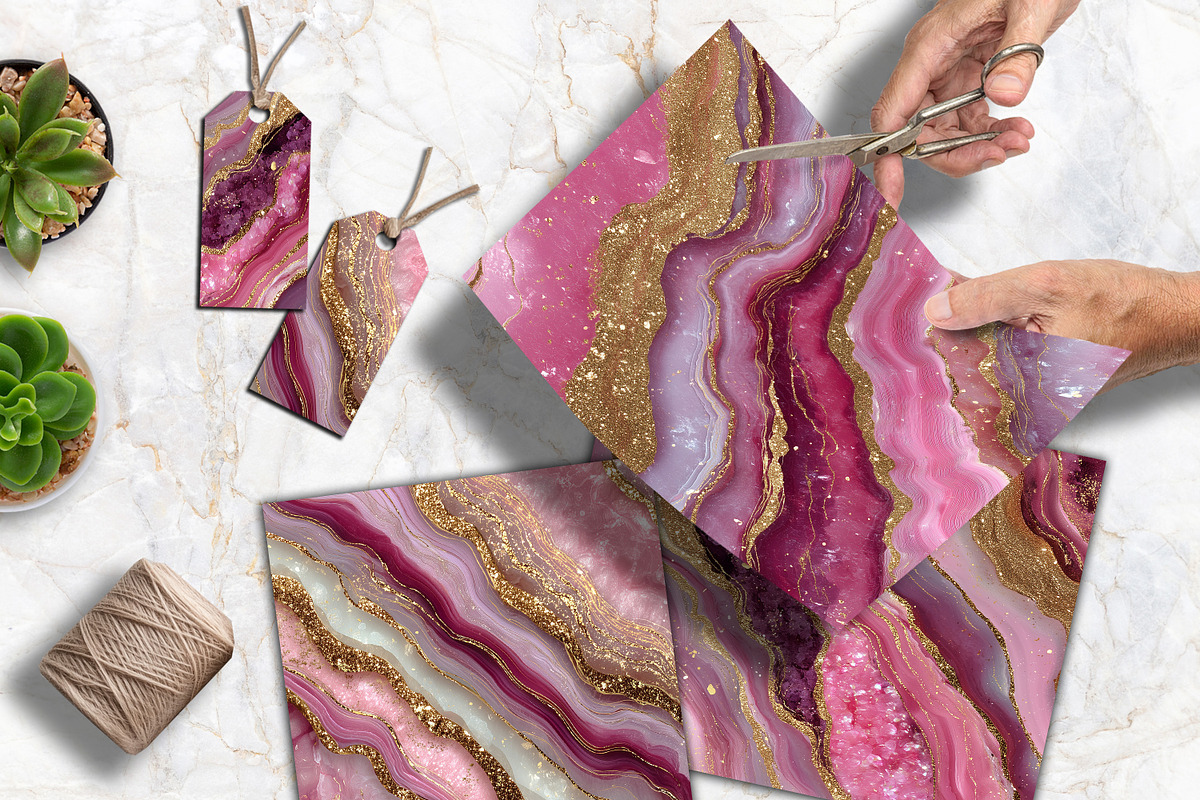 Blush Pink Agate Textures Scrapbooks, a Background Graphic by V Design Creator (Photo 5 of 12)
