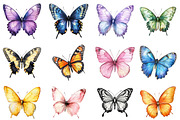 Watercolor Butterflies Clipart, an Illustration by SinaCreation (Thumbnail 3 of 5)