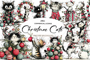 Whimsical Christmas Cats Clipart, an Illustration by CreationArt (Thumbnail 1 of 5)
