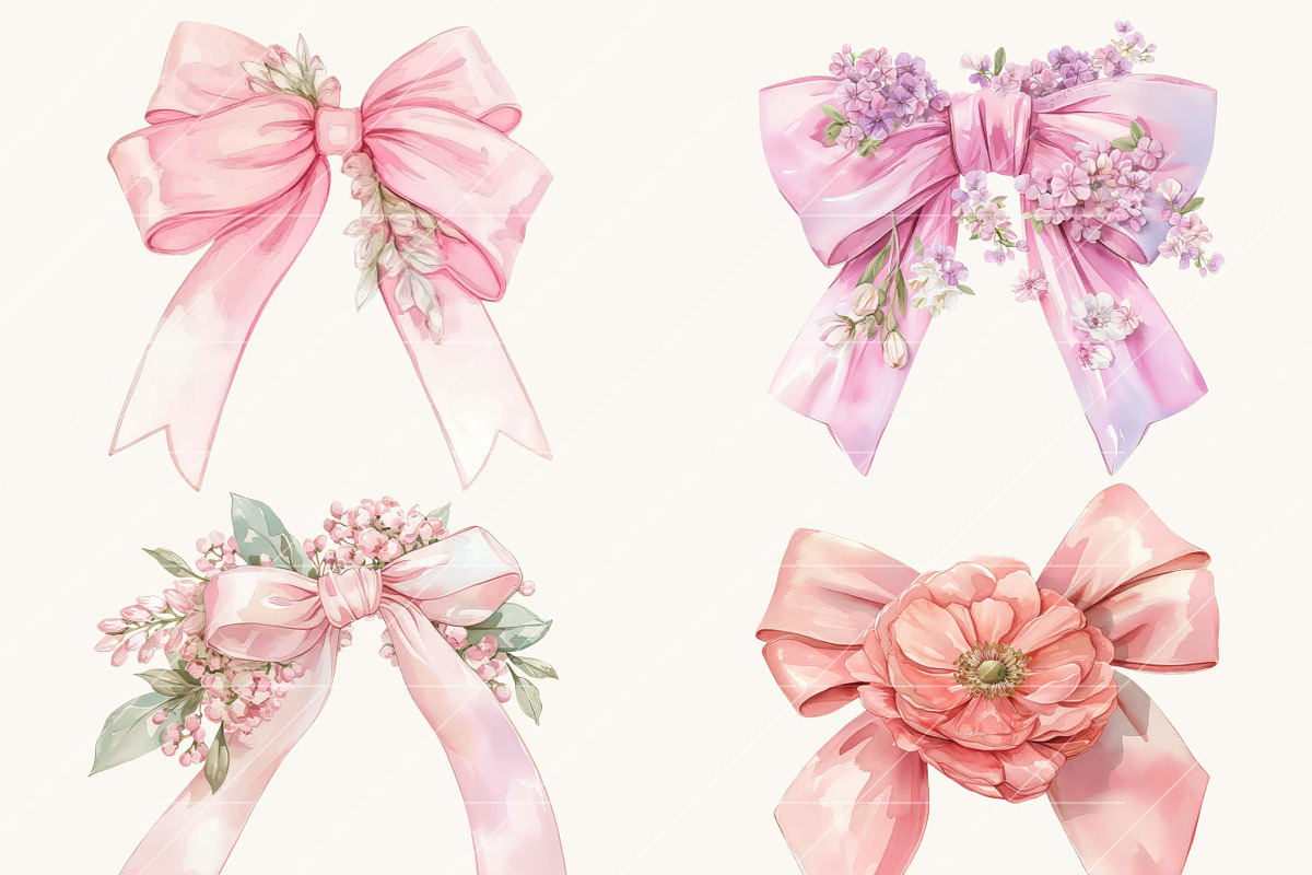 Pink Bow Coquette Clipart, a Decorative Illustration by SparkyDesignsUS (Photo 5 of 9)
