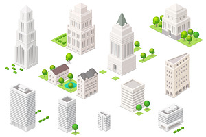 Set Of The Isometric City Elements