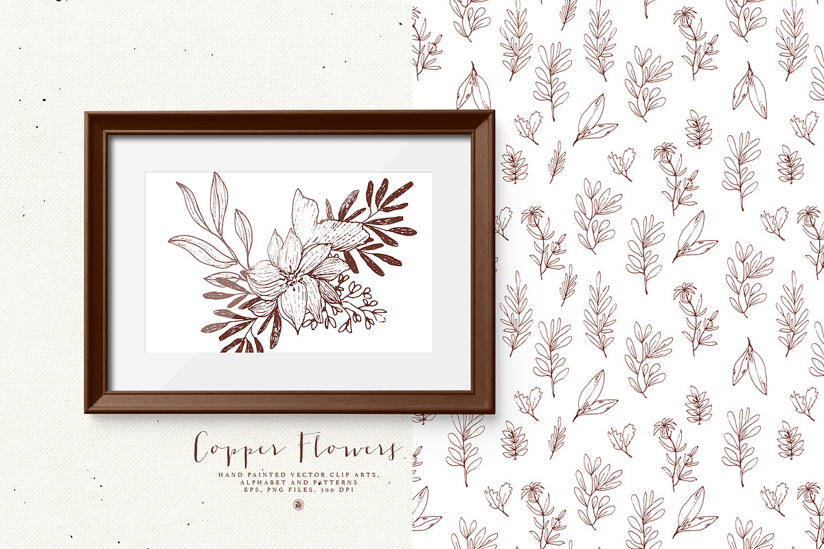 Copper Flowers with Alphabet, a Decorative Illustration by Bloomart Studio (Photo 8 of 8)