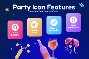 Sparkly - Party 3D Icon Set