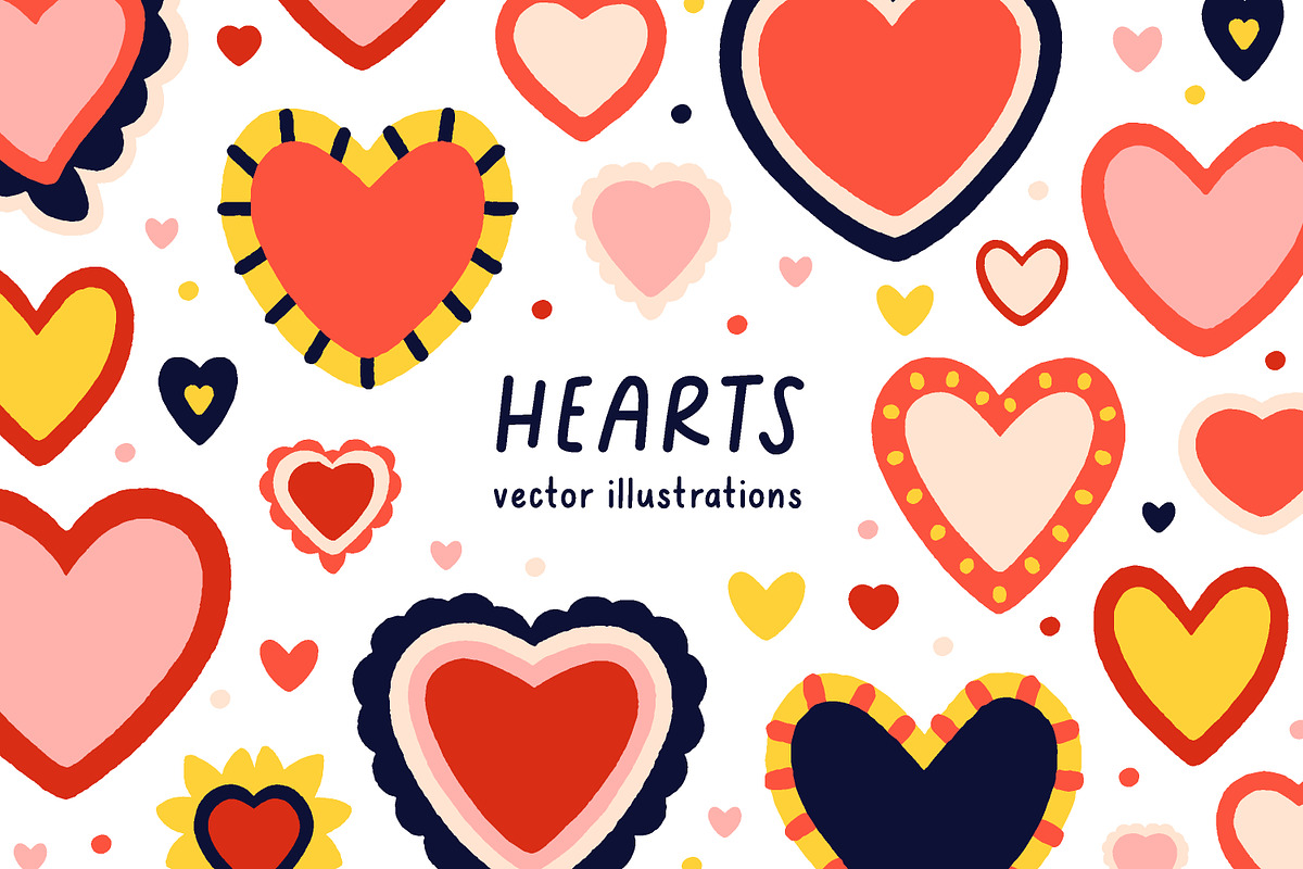 Cute hearts, love symbols set, a Decorative Illustration by Good Studio (Photo 1 of 8)