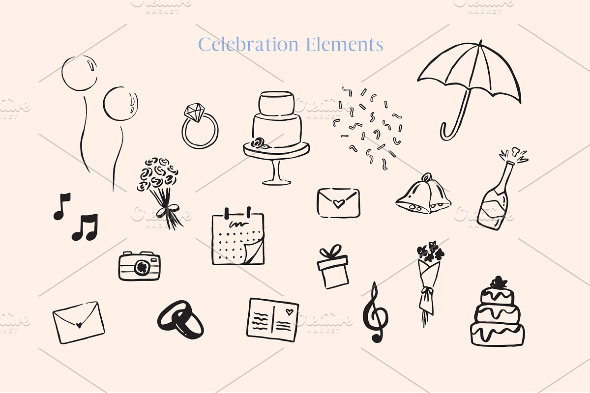 Handdrawn Wedding Illustration Set, an Illustration by Fourteen Creative Co. (Photo 3 of 7)