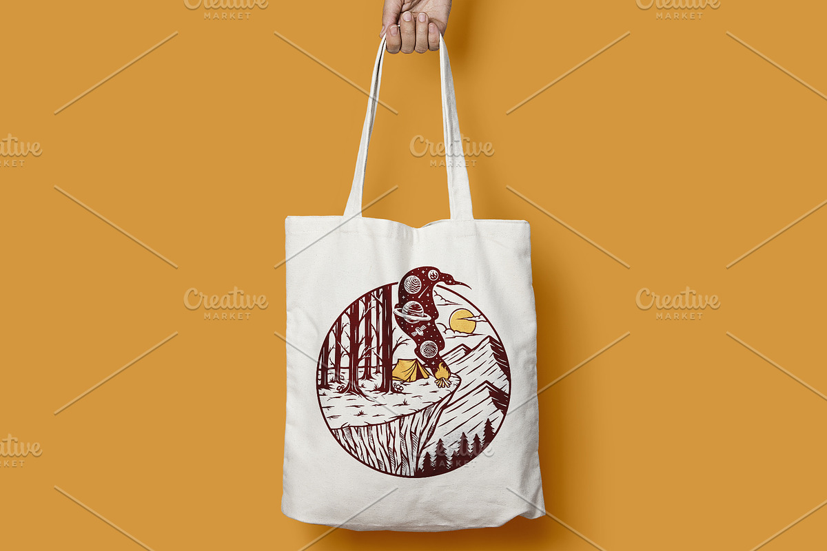 Camping on a cliff illustration, a Seasonal Illustration by gunaonedesign (Photo 4 of 4)