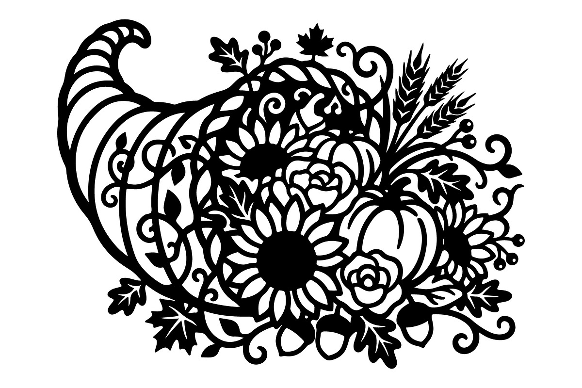 Elegant Floral Pumpkin Cornucopia, an Object Graphic by Gfx_Store (Photo 2 of 16)