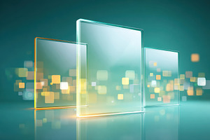 Stacked glass panels with shimmering reflections, a Background Photo by AlyaAnd