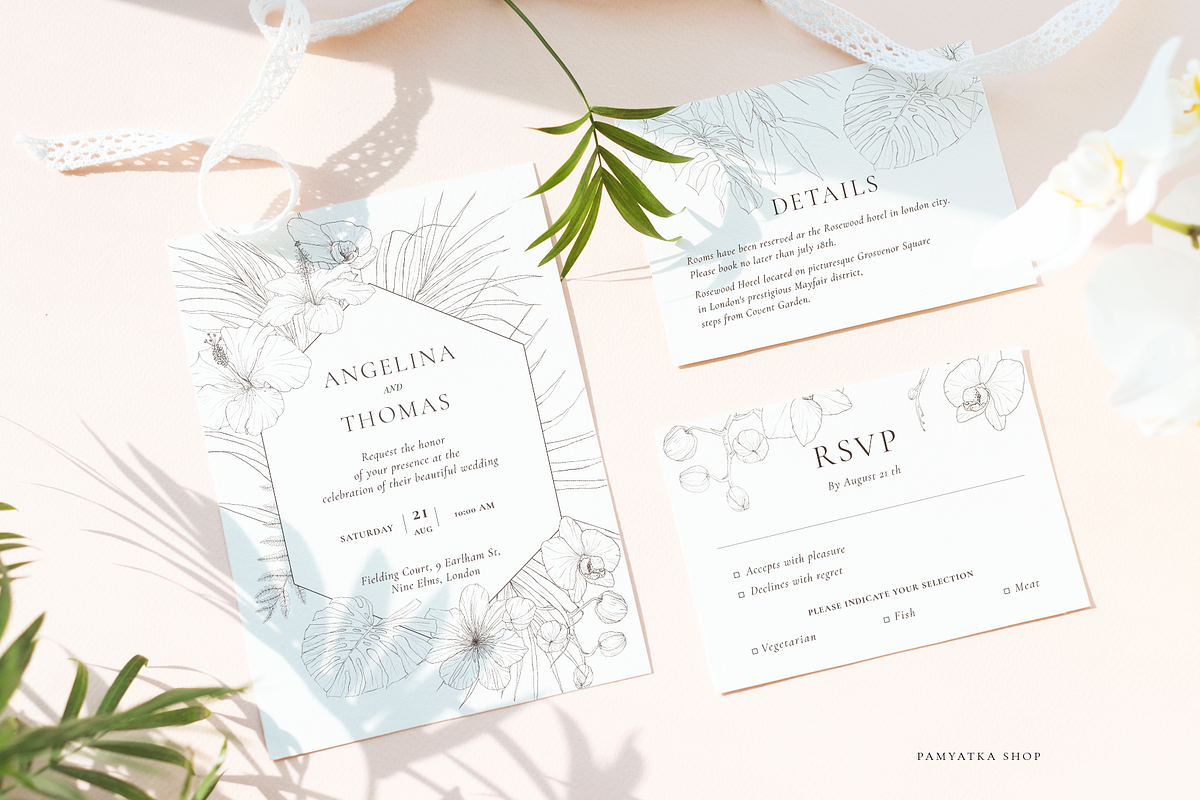 Tropical paradise. Line art set, an Illustration by Pamyatka Shop (Photo 12 of 13)