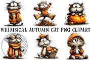 Whimsical Autumn Cat PNG Clipart, an Illustration by OK Design (Thumbnail 2 of 6)