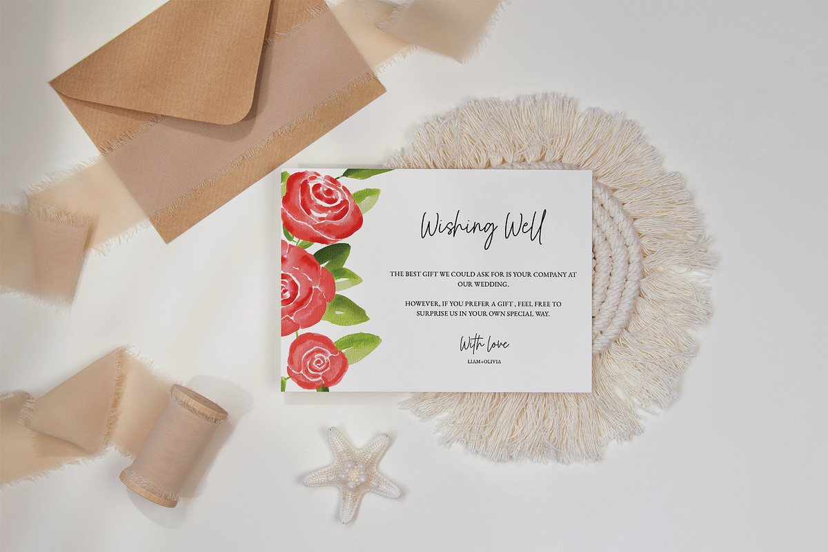 Red Rose Floral Wishing Well, a Stationery Template by Beyond Muse (Photo 2 of 3)