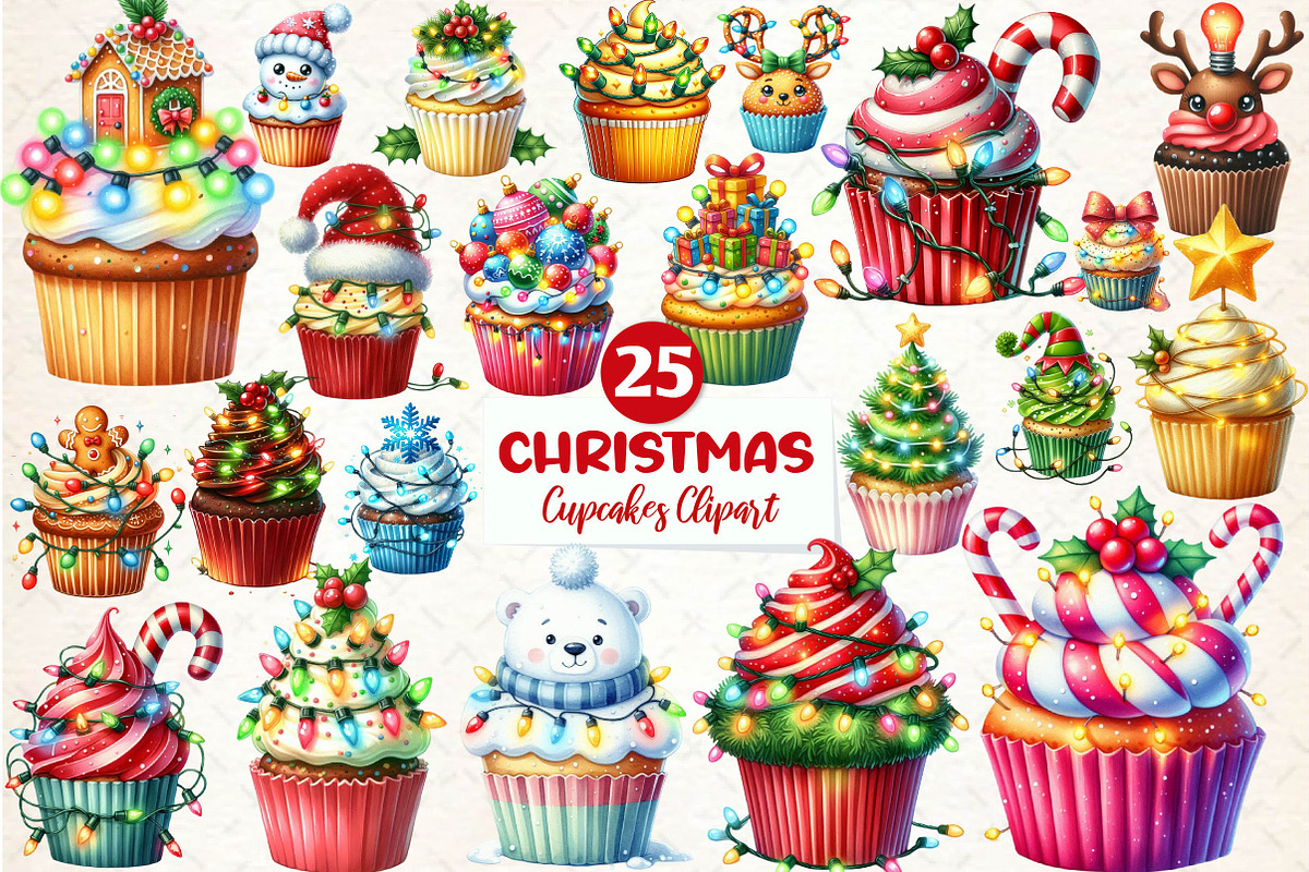 Christmas Cupcake Christmas Cupcakes, an Illustration by CreationArt (Photo 1 of 4)