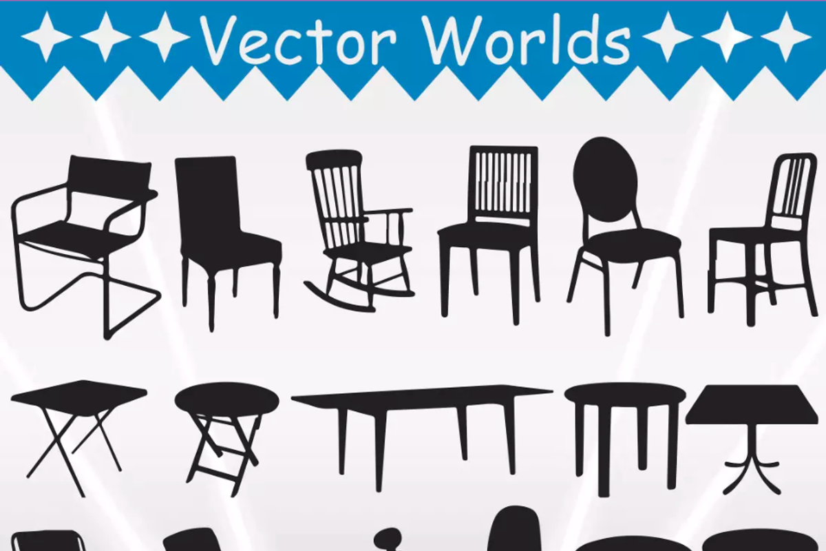Chair And Table Svg, Chair,Table Svg, an Object Graphic by VectorWorlds (Photo 3 of 3)