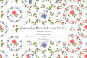 Rose & Forget Me Not Patterns, a Pattern Graphic by Nadia Semyroz (Thumbnail 1 of 6)