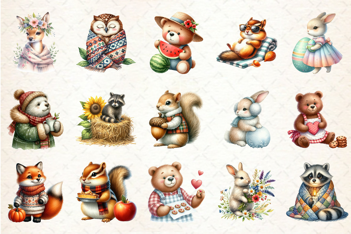 Cozy Critters & Seasons Clipart, an Illustration by Rose Art (Photo 2 of 7)