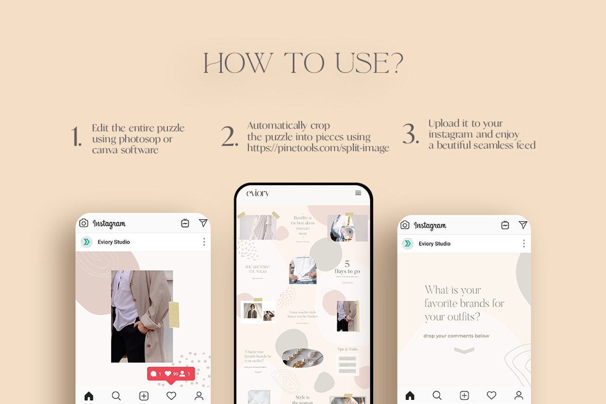 Instagram Puzzle Michelle | PS CANVA, a Social Media Template by Eviory