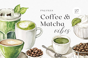 Coffee & Matcha Vibes - Watercolor, a Decorative Illustration by ThaismotaCreativeCo (Thumbnail 1 of 6)