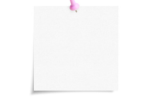 White blank note with pink push pin, a Background Photo by BOOCYS
