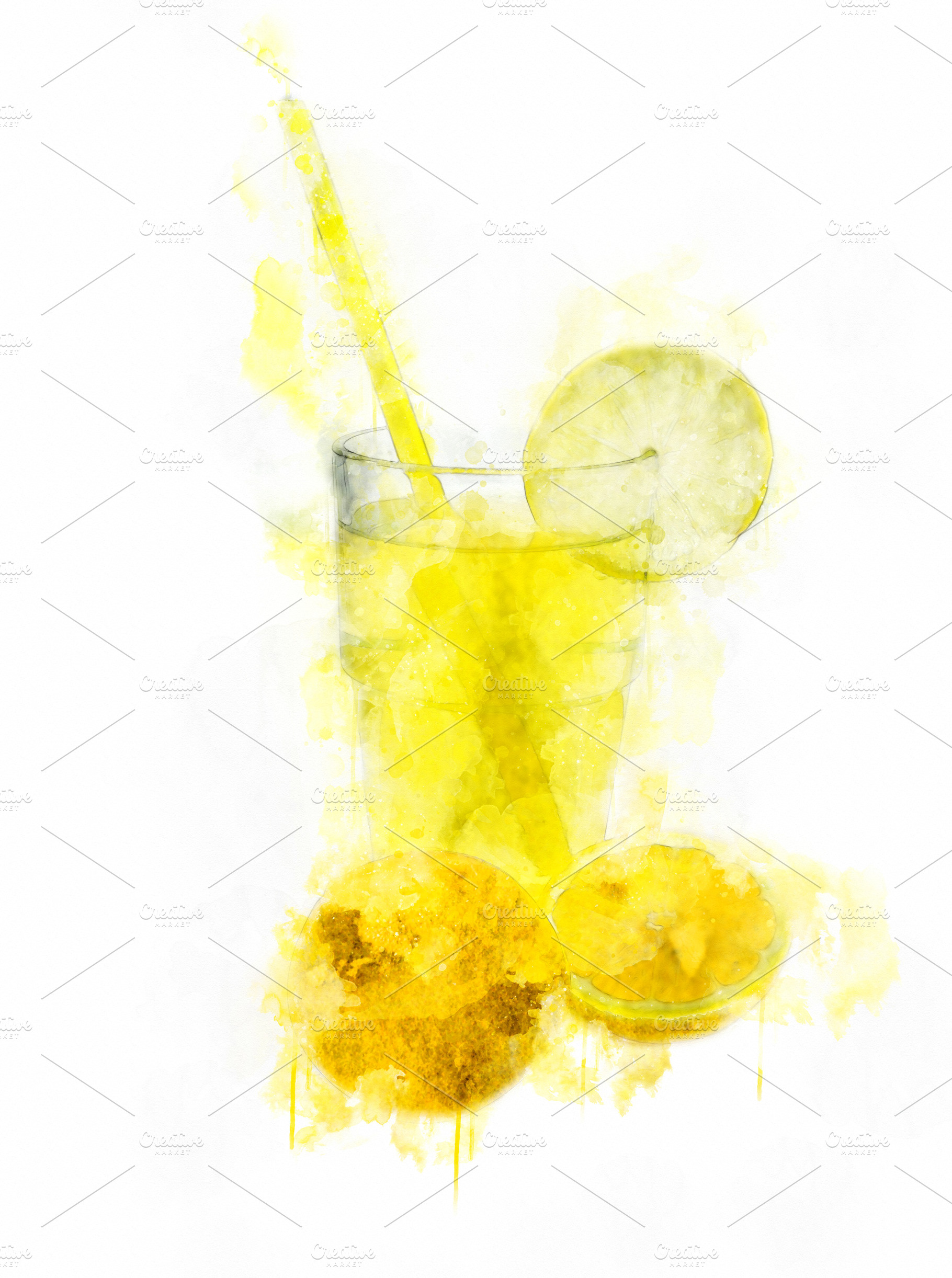 Watercolor Illustration Lemonade, a Food & Drink Photo by MDG