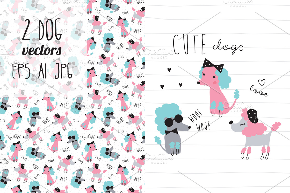 2 dog vectors, a Pattern Graphic by Larienn graphic design
