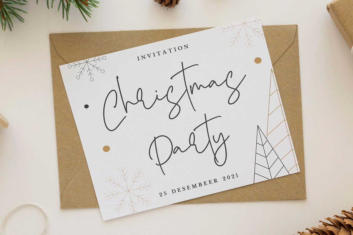 Yearbook Christmas - Calligraphy, a Handwritten Font by Arendxstudio (Photo 5 of 9)