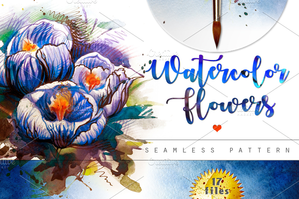 Spring flowers, watercolor painting, a Texture Illustration by Allween (Photo 1 of 7)