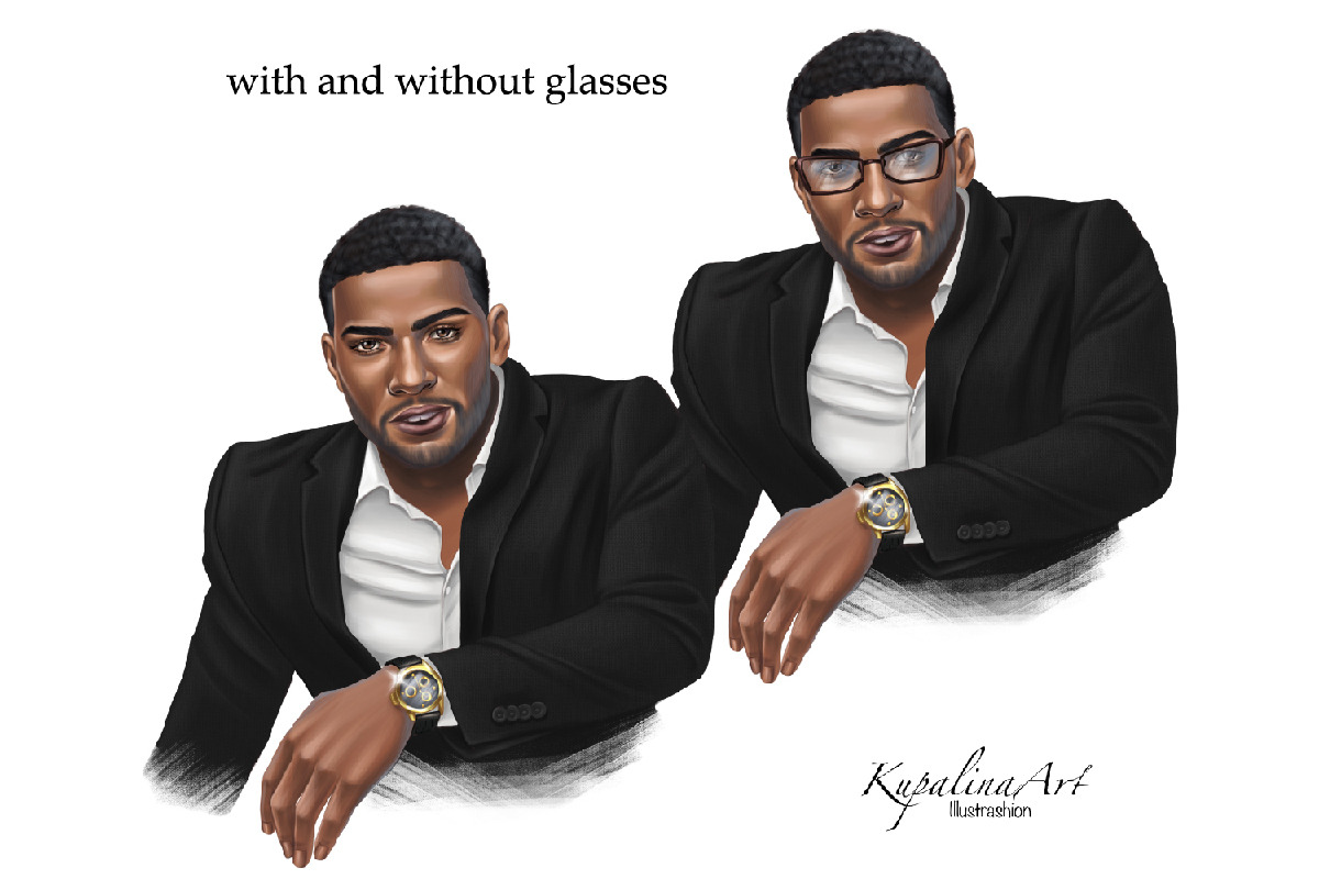 Black Man Beard Clipart Business Man, a Work Illustration by KupalinaArt (Photo 3 of 4)