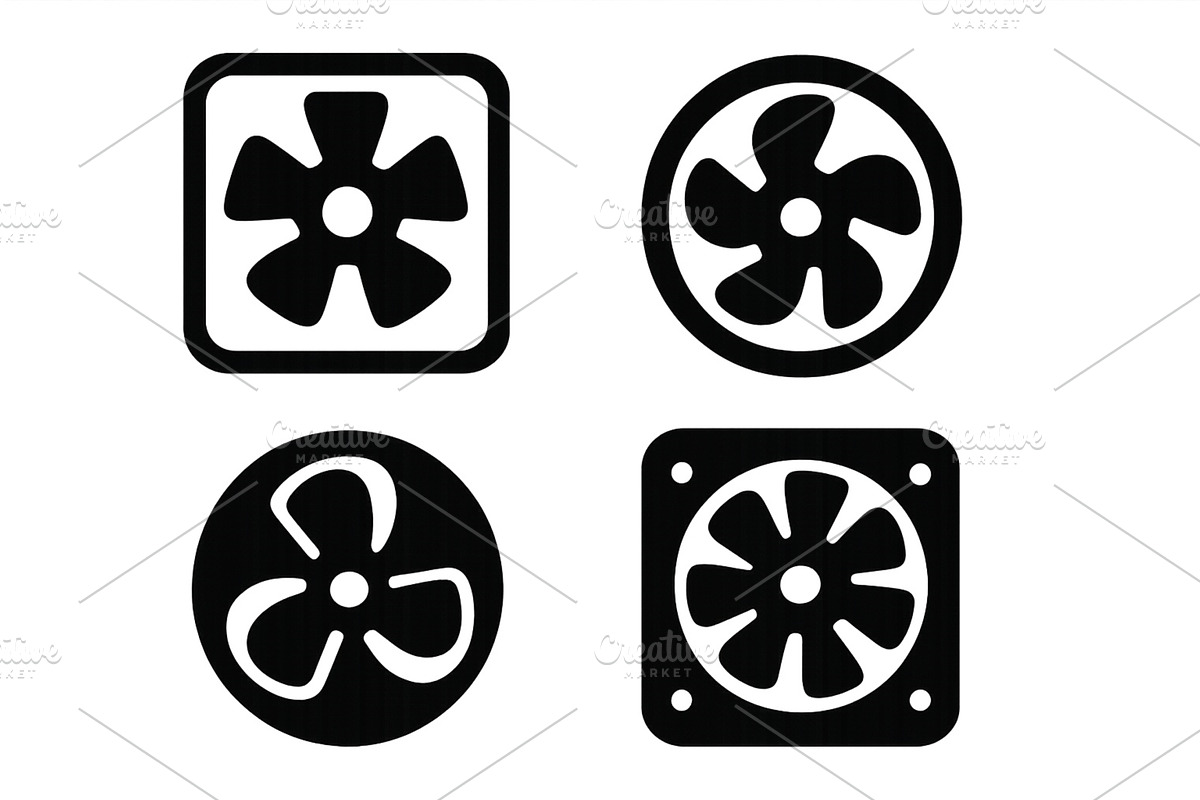 Set of web icons featuring fan, a Technology Illustration by ZinetroN