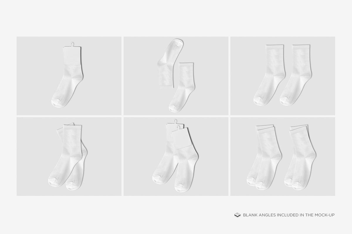 Mid Calf Crew Socks 2 Mock-up, a Packaging Mockup by Branda Keeps (Photo 3 of 17)
