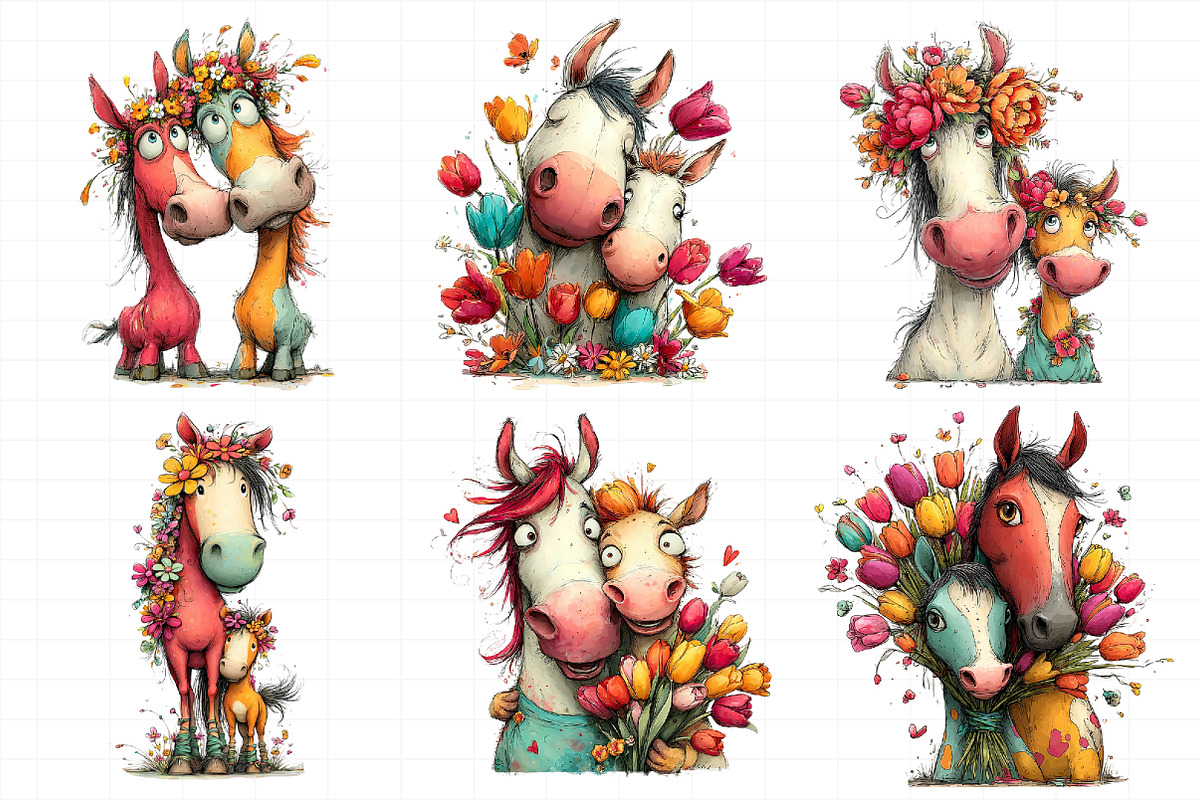 Whimsical Mother's Day Horse Clipart, an Illustration by Daily.Designs (Photo 6 of 7)