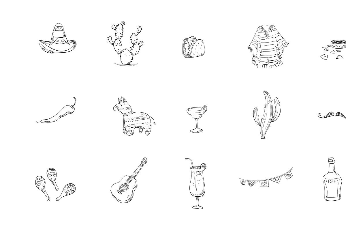 mexican theme handdrawn collection, an Object Graphic by nikagraphic
