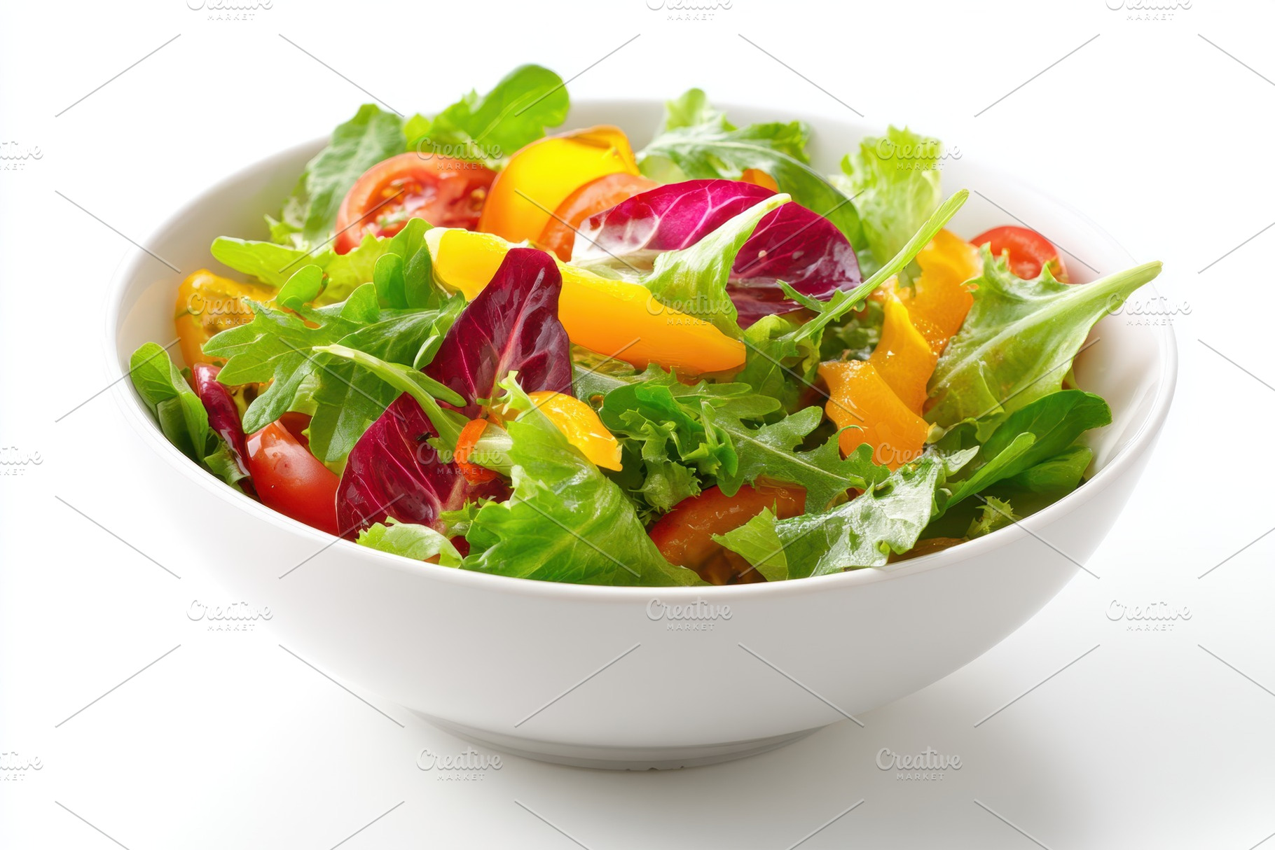Fresh mixed salad with tomatoes and bell peppers, a Food & Drink Photo by AlyaAnd