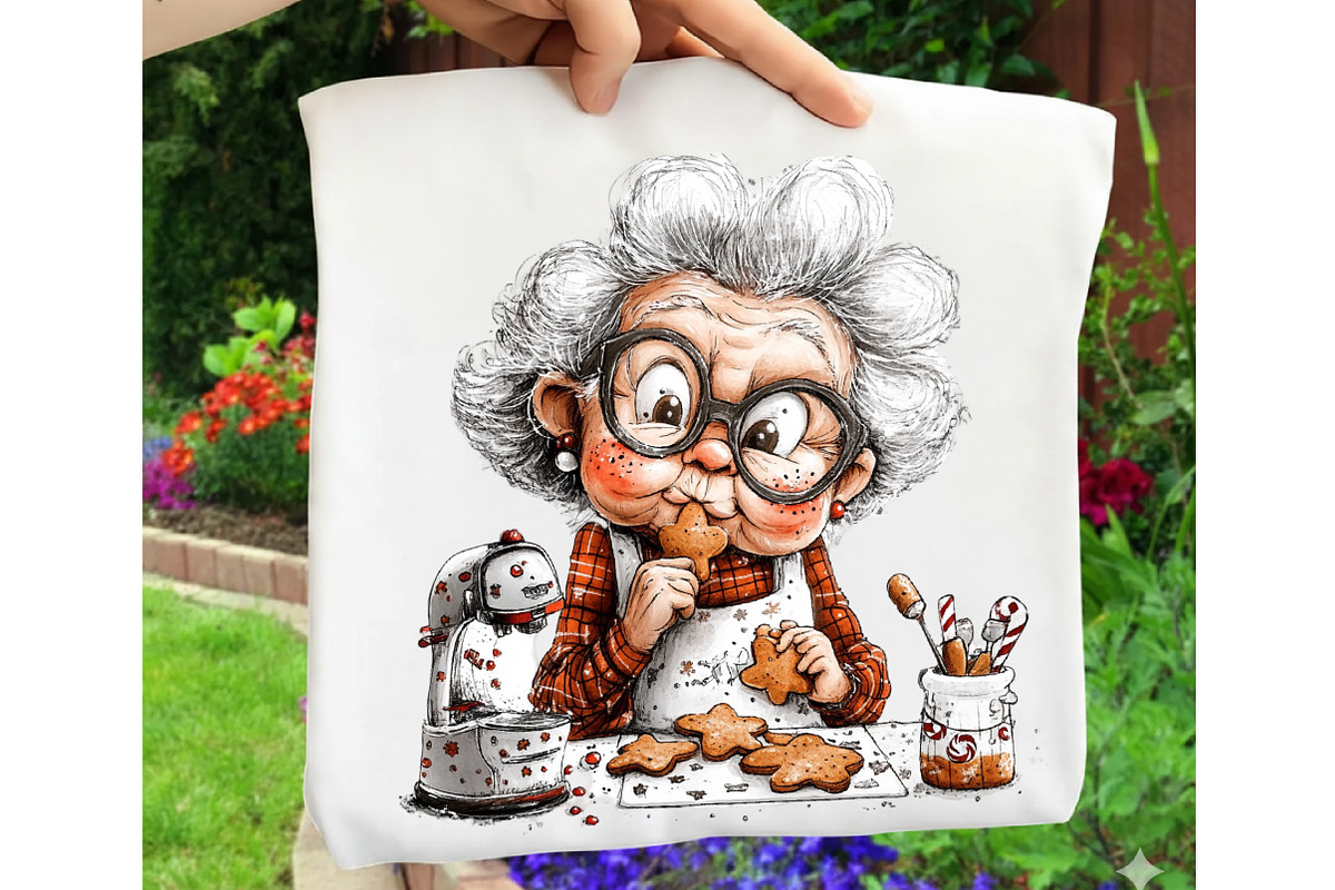Whimsical Christmas Grandma Clipart, an Illustration by OK Design (Photo 3 of 6)