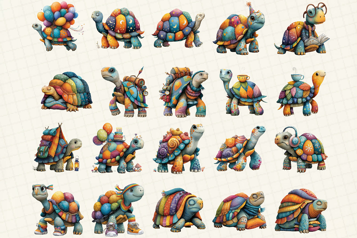 Quirky Tortoise Clipart, an Illustration by DreamCafeArt (Photo 3 of 6)