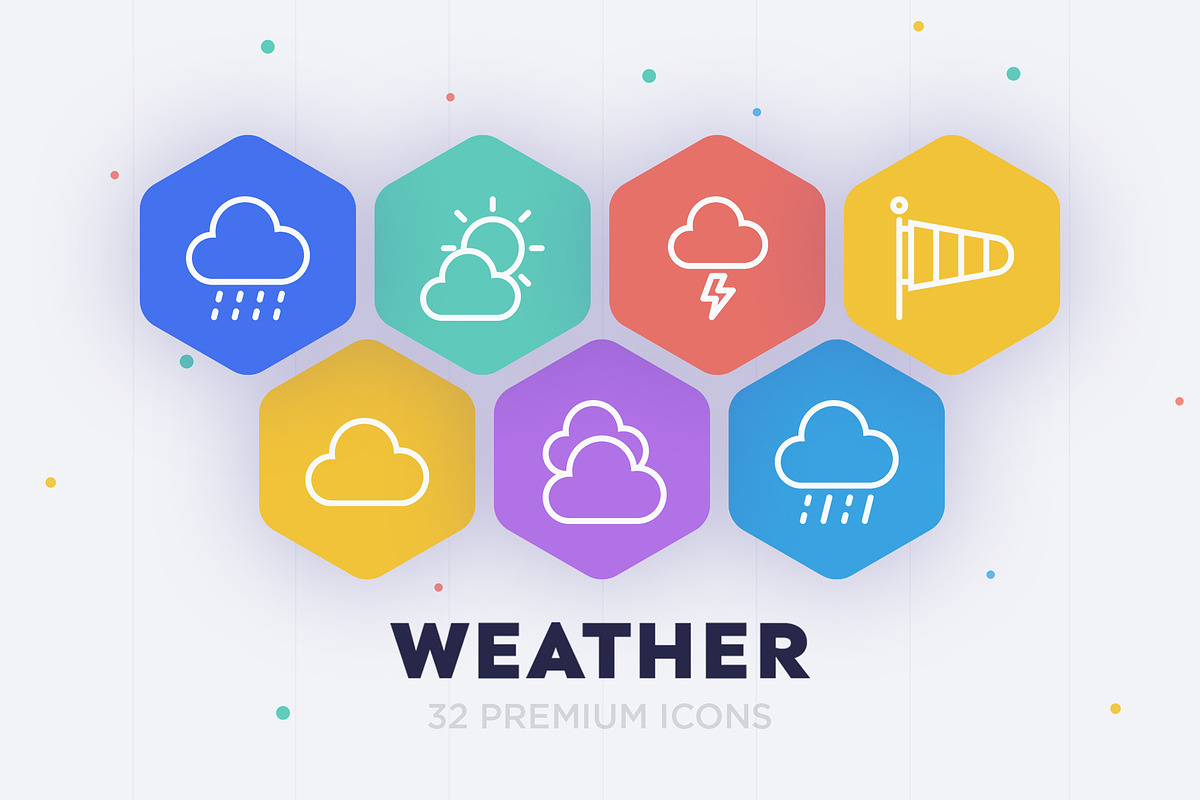 Weather | 32 Icons Set, an Outline Icon by Marina Silence (Photo 1 of 17)