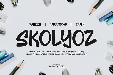 Skolyoz - Marker & Handdrawn Font, a Sans Serif Font by Iqsiart Studio