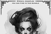 Gothic Girls tattoo flash bundle, a Brush Add-On by ProcreateInk (Thumbnail 6 of 11)