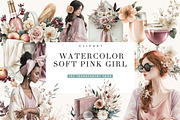 Watercolor Soft Pink Girl Clipart, a Person Illustration by BusyDaydesign (Thumbnail 1 of 9)