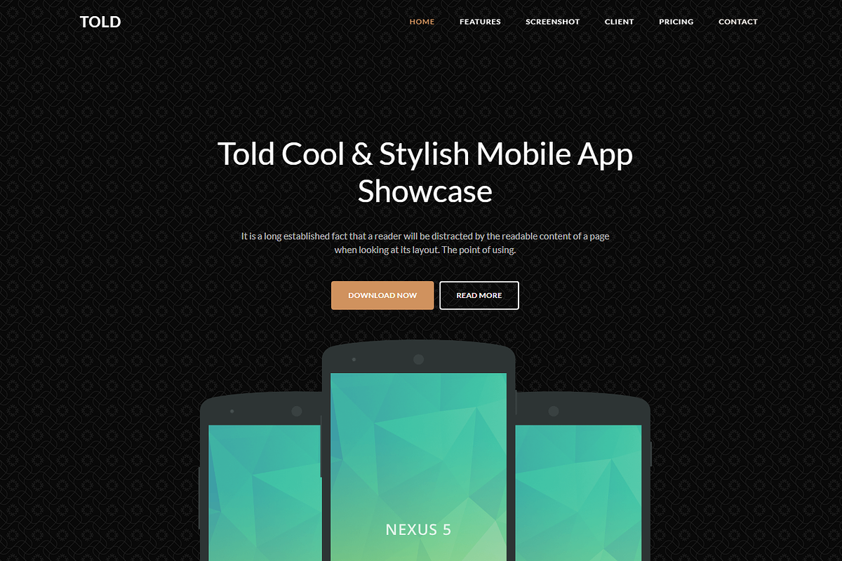 Told - Multipurpose Landing Pack, a Bootstrap Template by Pichforest Studio (Photo 2 of 7)
