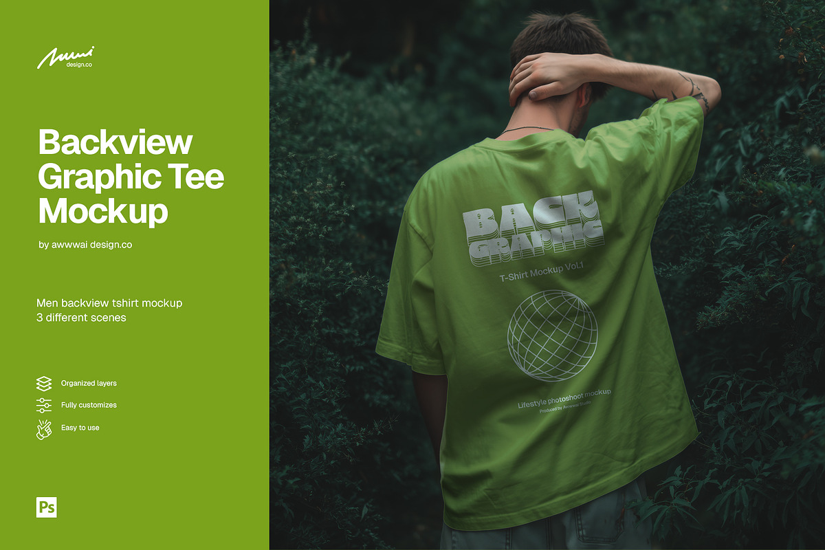 Back Graphic Tee Mockup, a Shirt Mockup by Awwwai Design Co. (Photo 1 of 3)